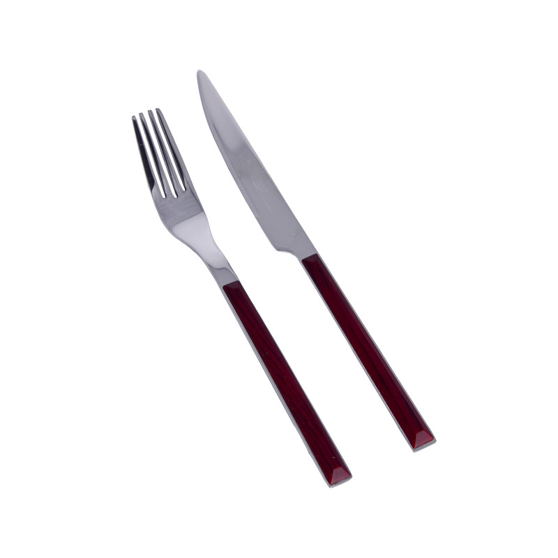 ست کارد و چنگال 12 پارچه سی اند اس طرح چوبی