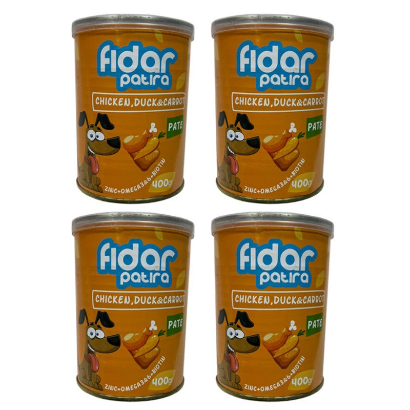 کنسرو سگ فیدار پاتیرا مدل ChickenDuck وزن 400 گرم بسته 4 عددی
