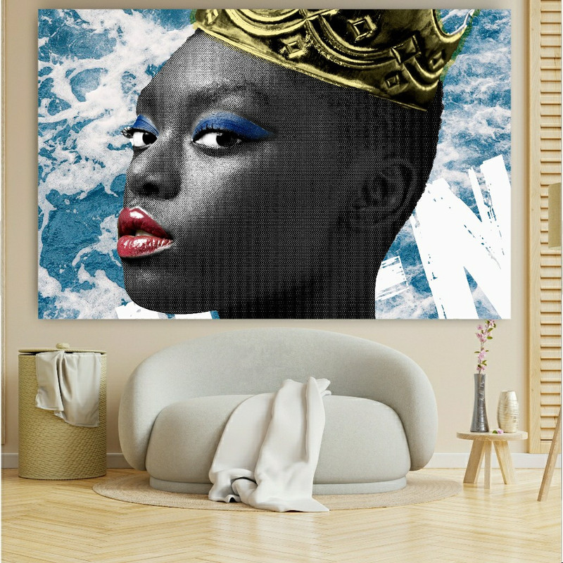 خرید و قیمت تابلو بوم طرح کنواس مدل چهره سیاه پوست کد SDK1729