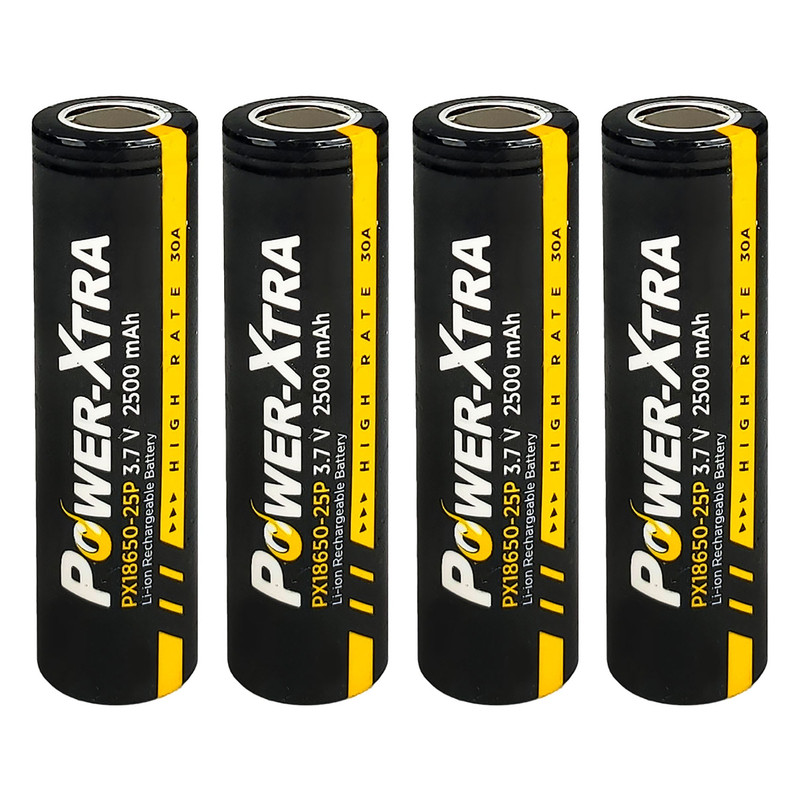 خرید و قیمت باتری لیتیوم یون قابل شارژ پاور اکسترا کد PX-18650 ظرفیت 2500میلی آمپر ساعت بسته 4 عددی