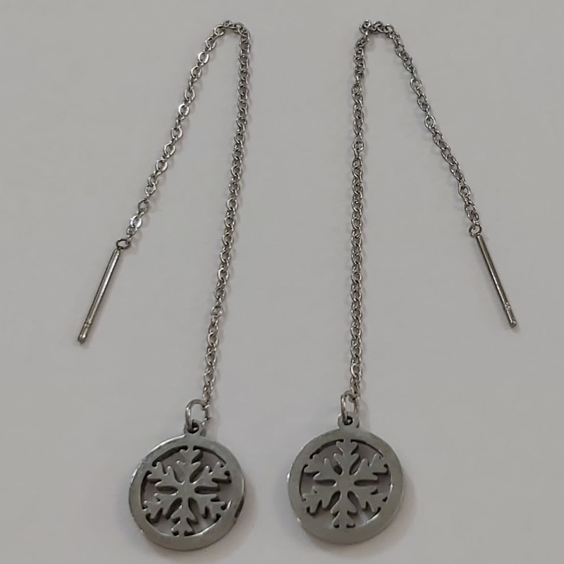 خرید و قیمت گوشواره زنانه استینلس استیل مدل بخیه طرح دانه برف کد snow111