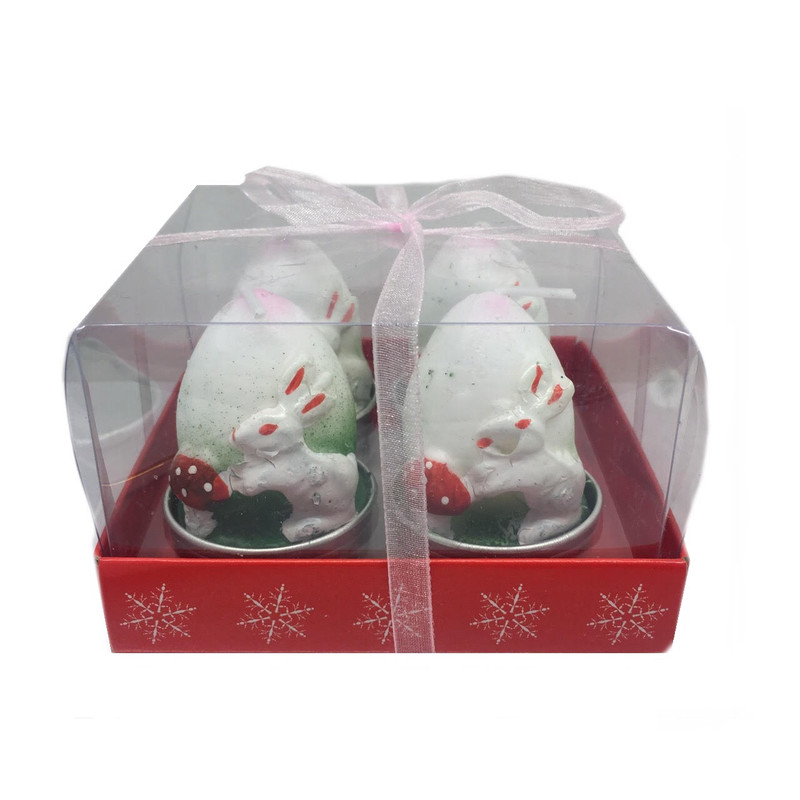 شمع طرح تخم مرغ خانه سفید بسته 4 عددی