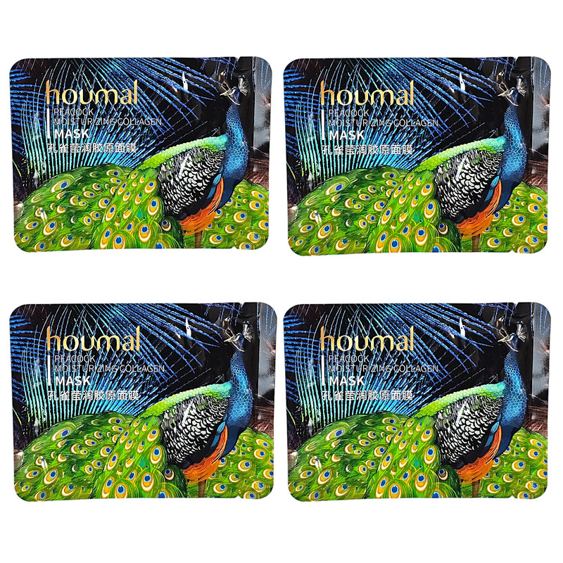 ماسک صورت هومال مدل کلاژن ساز طاووس وزن 25 گرم بسته 4 عددی