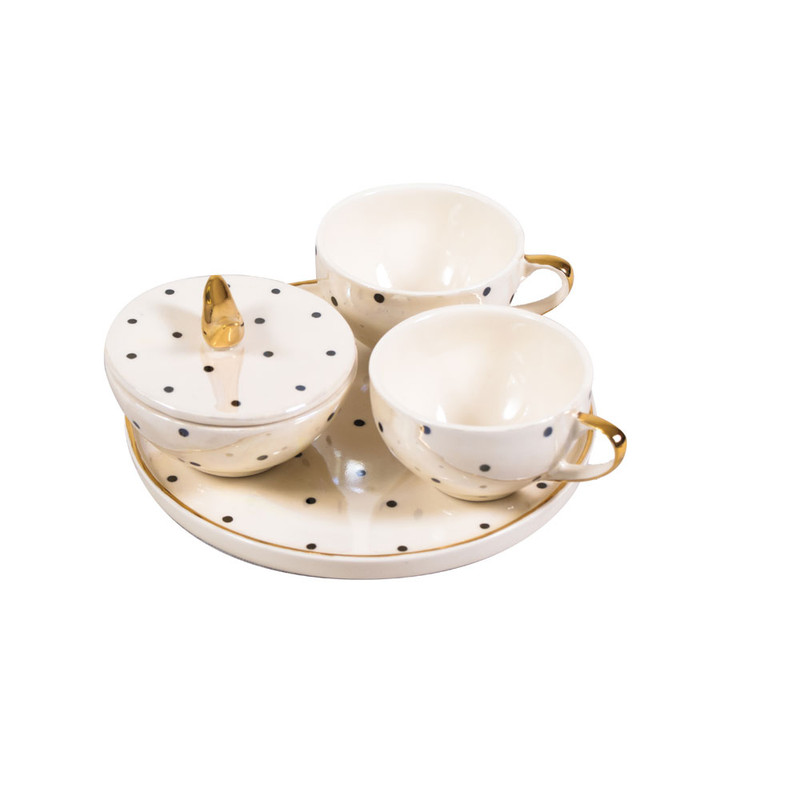 خرید و قیمت سرویس چای خوری 6 پارچه طرح خال خالی مدل 0605