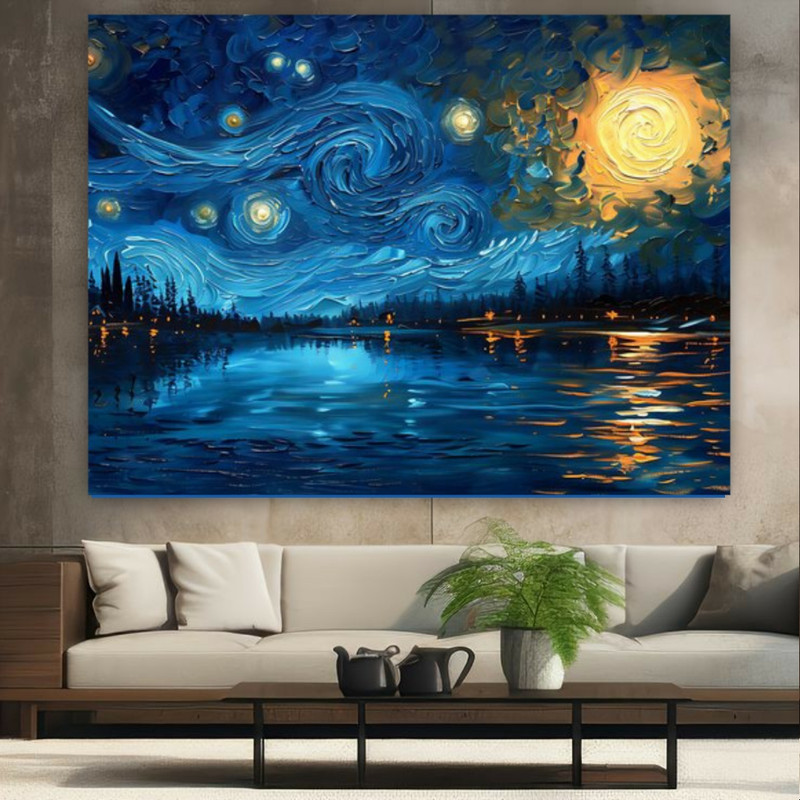 پوستر طرح نقاشی ونگوک مدل ماه پر نور کد GR766