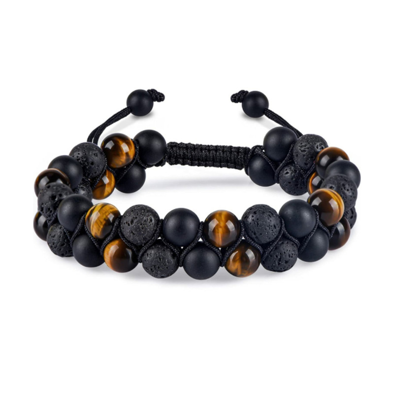 خرید و قیمت دستبند دست ساز مردانه مدل سنگ چشم ببر و اونیکس