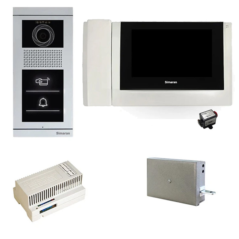 مجموعه دربازکن تصویری سیماران مدل 78M-VFBT1 یک طبقه کارتی به همراه محافظ ولتاژ مانیتور