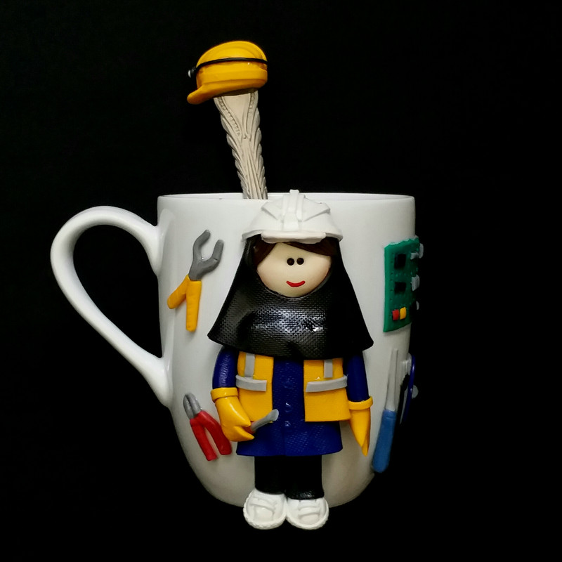 ماگ سرامیکی مدل روز مهندس برق کد L818 به همراه قاشق