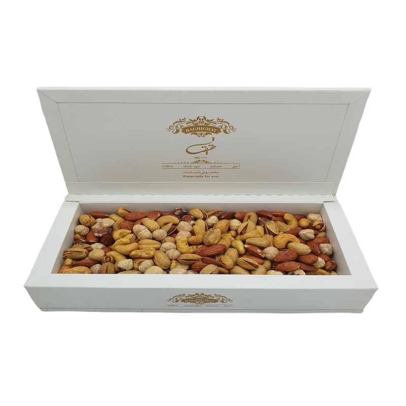 خرید و قیمت آجیل سه مغز و پسته ممتاز شور حقیقت- 580 گرم