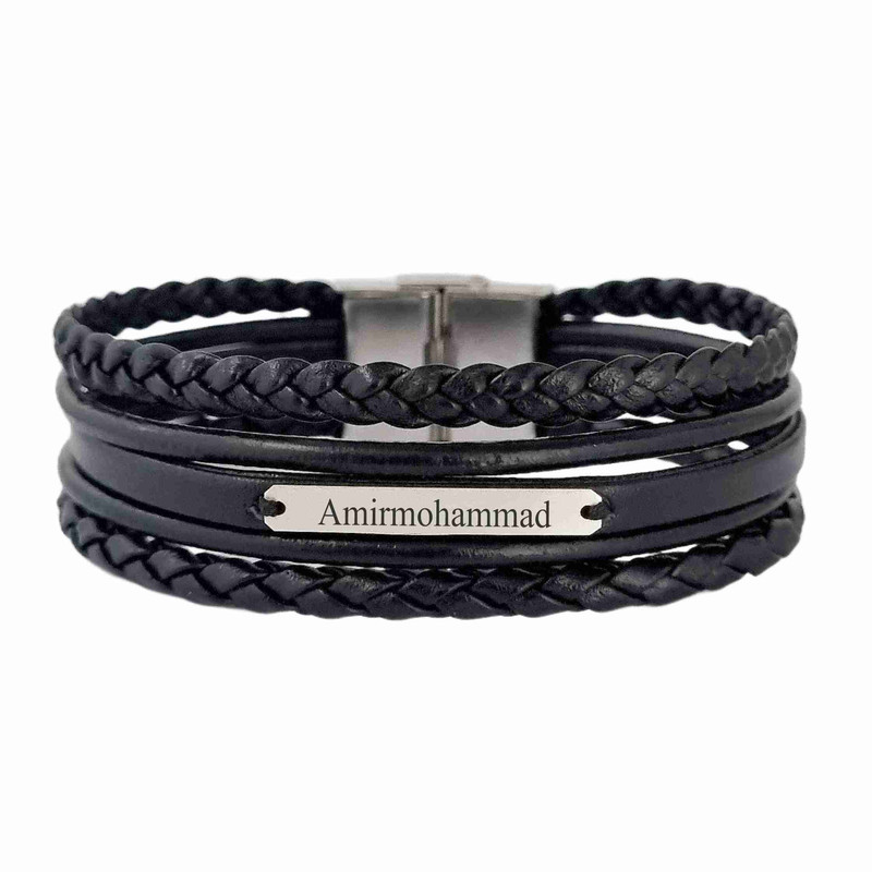 خرید و قیمت دستبند نقره مردانه لیردا طرح اسم امیر محمد