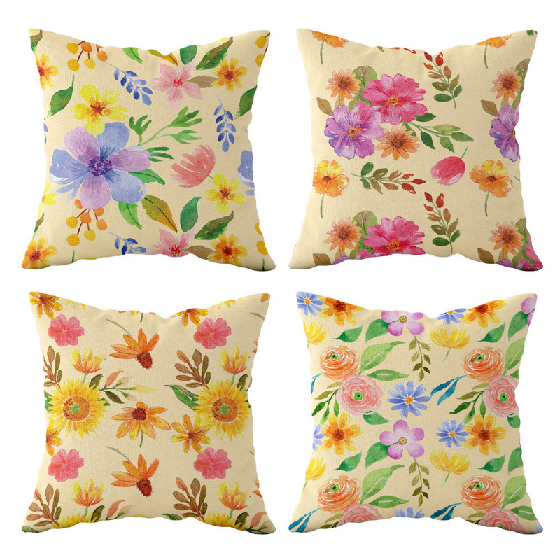 کوسن طرح گل های بهشتی مدل Q2K71727374 بسته چهار عددی