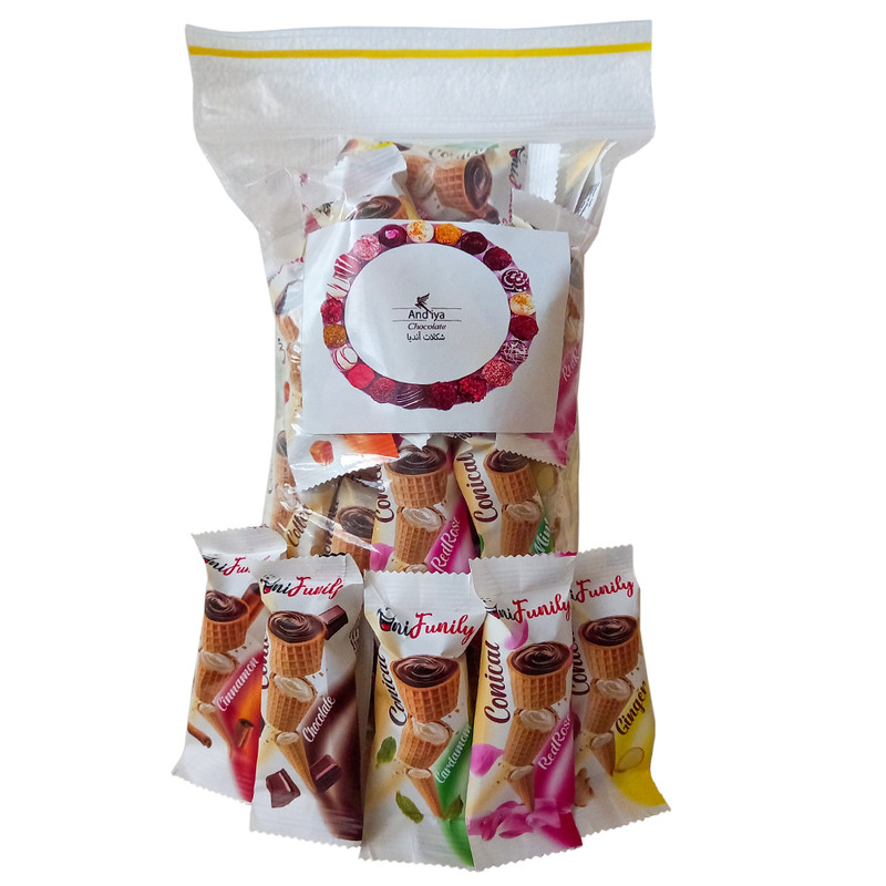 شکلات قیفی مخلوط یونی فانیلی آندیا - 500 گرم