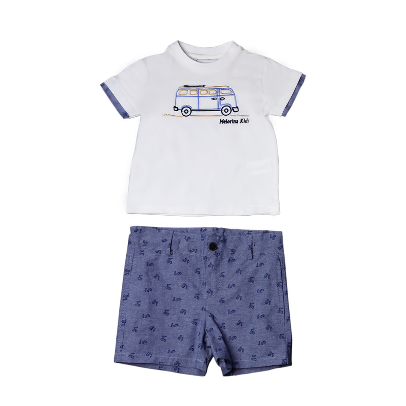 خرید و قیمت ست تی شرت و شلوارک پسرانه ملورینا مدل اتوبوس