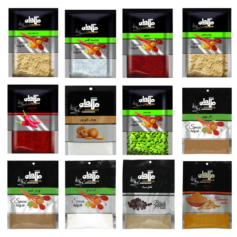 خرید و قیمت ادویه ملک ماه - 100 گرم مجموعه 12عددی