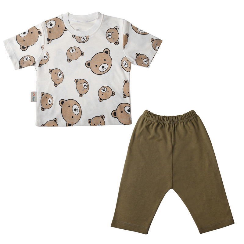 ست تی شرت آستین کوتاه و شلوارک بچگانه سپیدپوش مدل خرس کد 140403