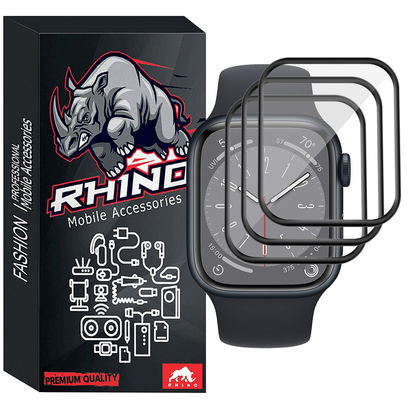 محافظ صفحه نمایش راینو مدل PMMA مناسب برای اپل واچ سری 8 41 میلی متر بسته 3 عددی