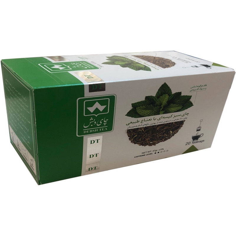 چای سبز کیسه ای بانعنای طبیعی دبش بصیر ایران بسته 20 عددی