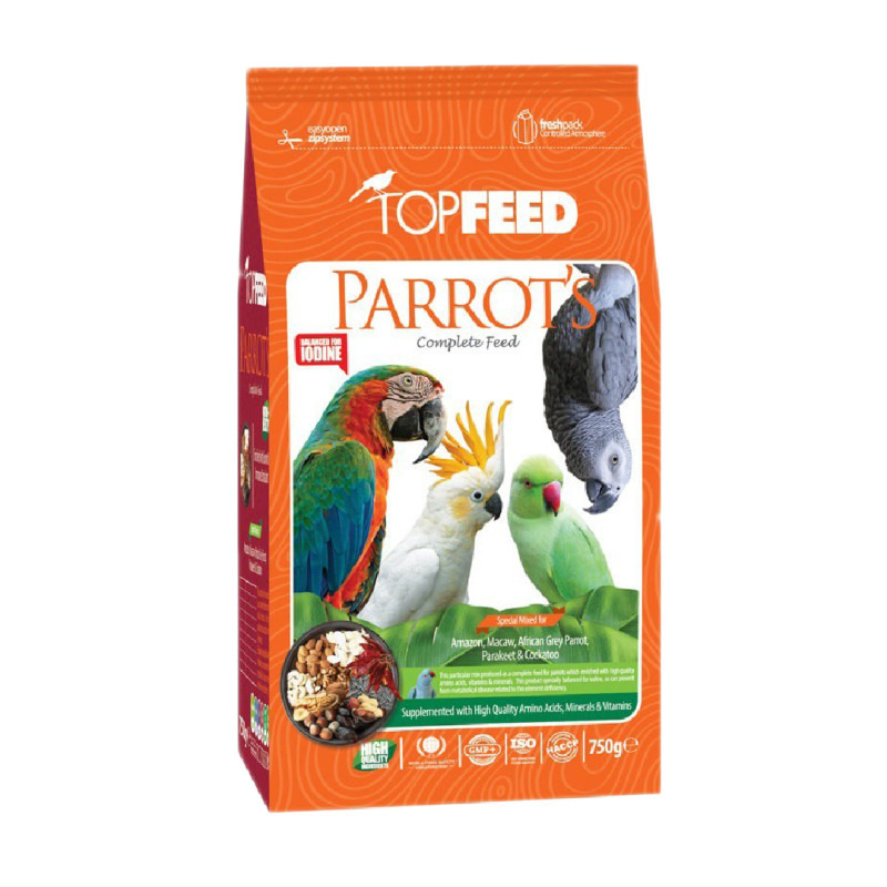 خرید و قیمت غدا خشک طوطی سانان تاپ فید مدل parrot وزن 750 گرم