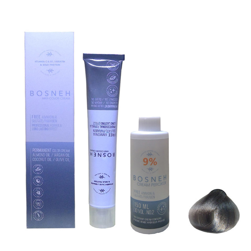 خرید و قیمت رنگ مو بوسنه مدل FREE AMMONIA شماره 8.1 حجم 100 میلی لیتر رنگ بلوند دودی روشن به همراه اکسیدان بوسنه مدل 30vol نه درصدی حجم 150 میلی لیتر