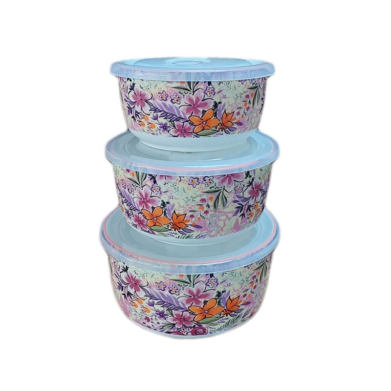ظرف نگهدارنده دنی هوم طرح گل مجموعه 3 عددی
