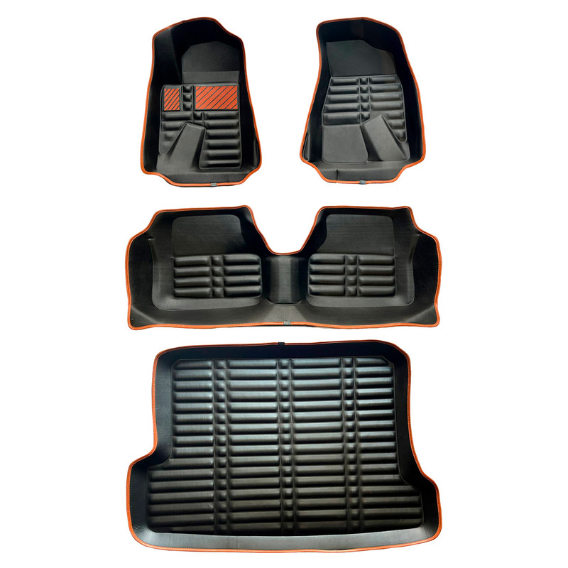 کفپوش پنج بعدی خودرو مدل نواردار مناسب برای پژو پارس به همراه کفپوش صندوق