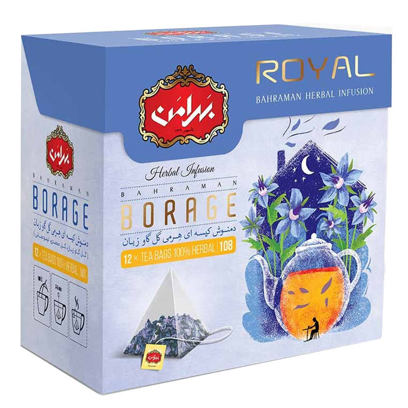 دمنوش کیسه ای هرمی گل گاو زبان بهرامن بسته 12 عددی