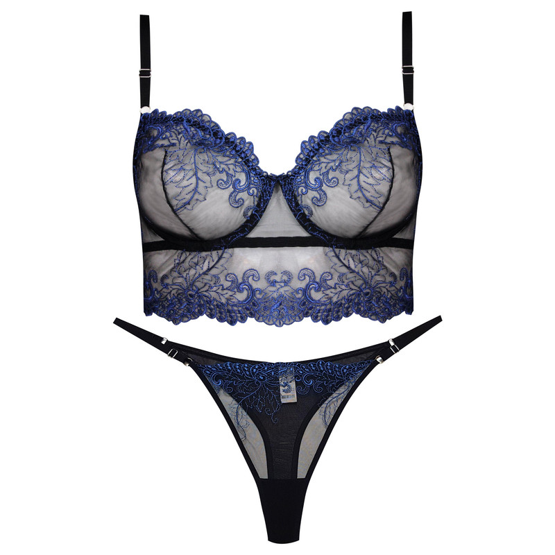 ست شورت و سوتین زنانه برتا مدل فنردار کد 5113-2088-QB رنگ مشکی