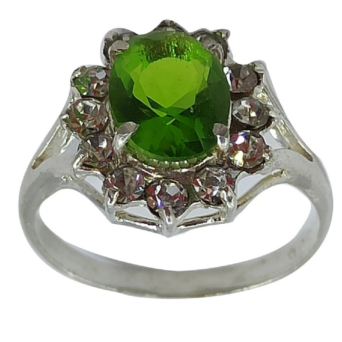 خرید و قیمت انگشتر نقره زنانه مدل سنگ زبرجد مخراج برلیان کد ۹۹۹