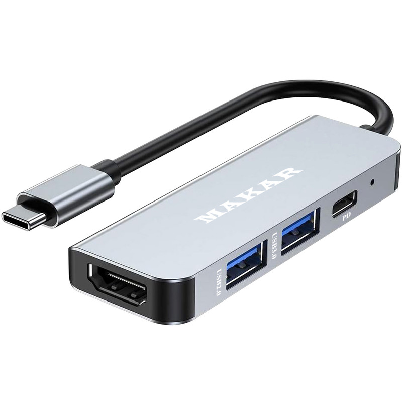 هاب ۴ پورت و مبدل USB-C به HDMI ماکار مدل MK-S-HDMI