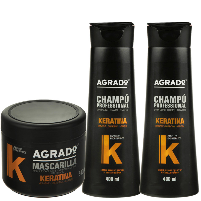 شامپو مو آگرادو مدل کراتین حجم 400 میلی لیتر مجموعه 2 عددی به همراه ماسک مو آگرادو مدل کراتین حجم 500 میلی لیتر