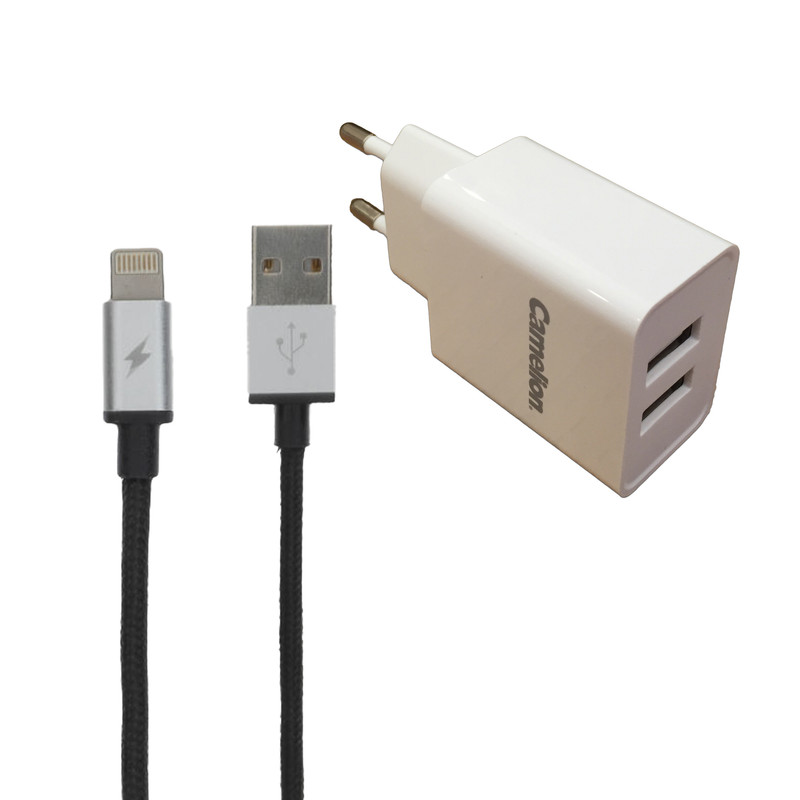 شارژر دیواری کملیون مدل AD582 به همراه کابل تبدیل لایتنینگ