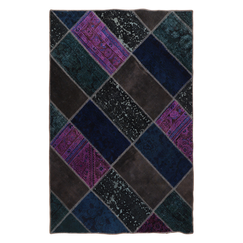 خرید و قیمت کلاژ فرش دستبافت رنگ شده سه متری مدل وینتج کد 1404171