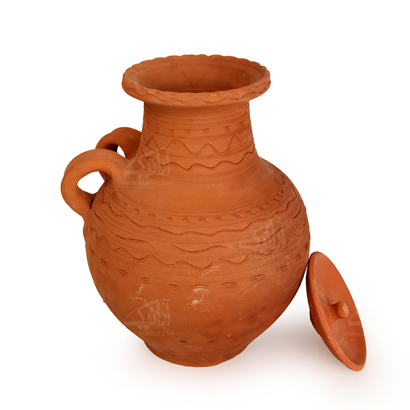 خمره سفالی آرانیک ساده طرح دو دسته رنگ قهوه ای مدل 1000600016