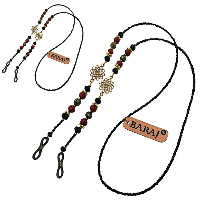 خرید و قیمت بند عینک زنانه باراج من مدل سنگ و کریستال کد TR مجموعه 2 عددی