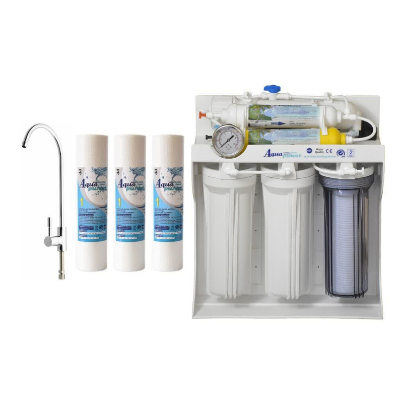 دستگاه تصفیه کننده آب آکوا پیورست مدل SM 9092 به همراه شیر تصفیه و فیلتر تصفیه مجموعه 3 عددی