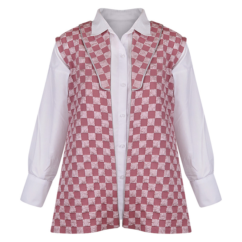 ست تونیک و جلیقه زنانه مدل شطرنجی