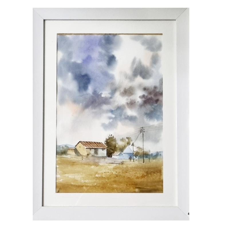 تابلو نقاشی آبرنگ طرح پاییز کد 39