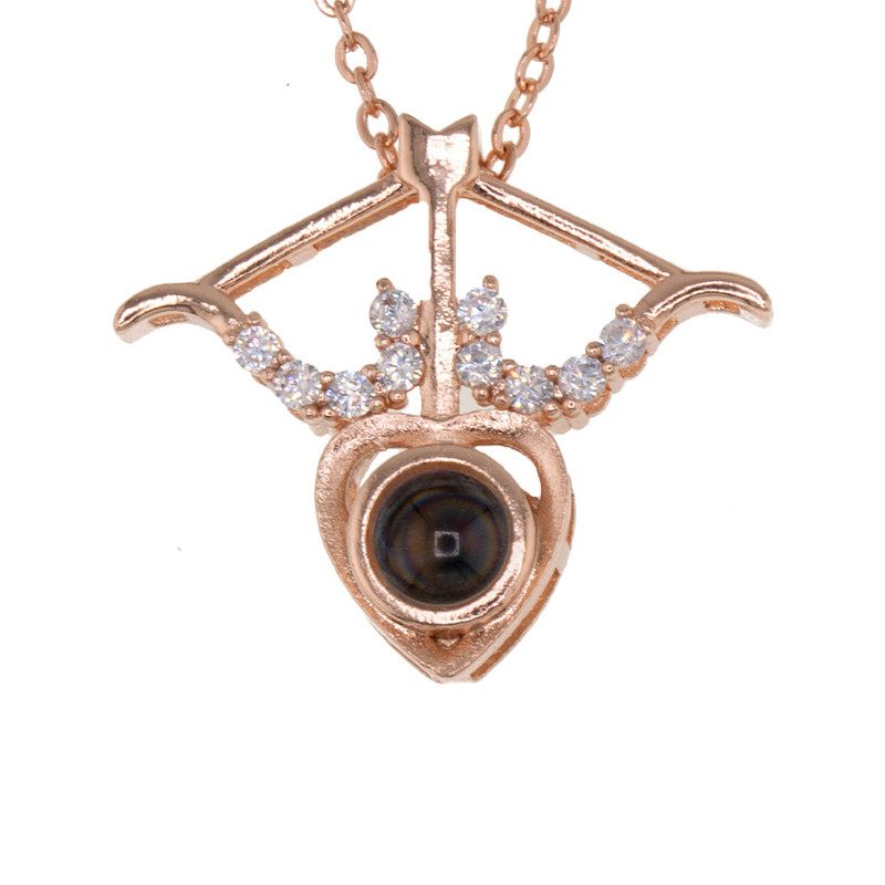 گردنبند زنانه برانت طرح تیرکمان عشق نگین دوستت دارم به صد زبان دنیا