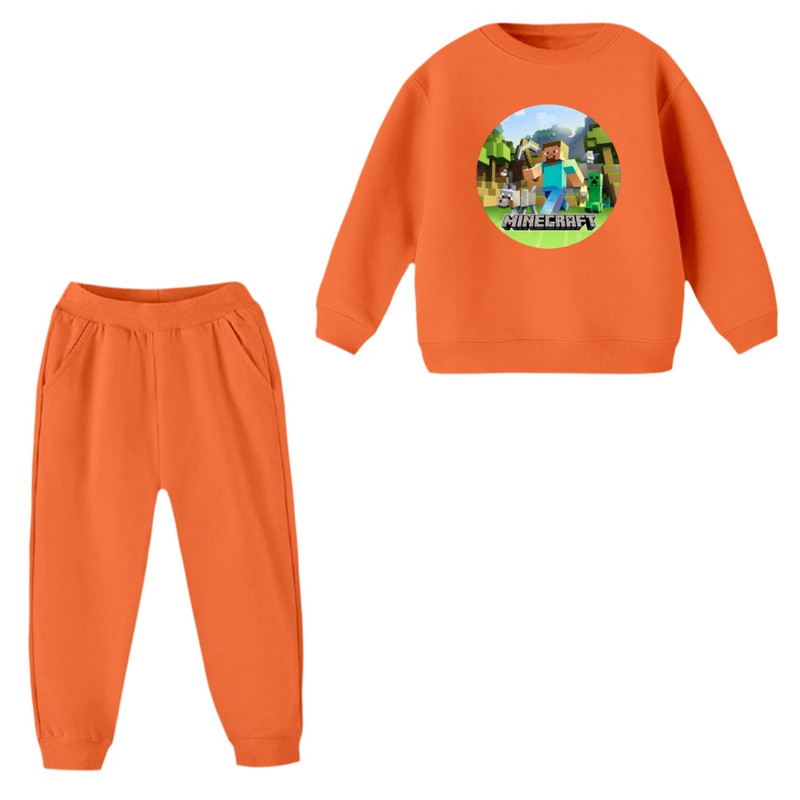 ست سویشرت و شلوار مدل ماینکرفت کد 3 رنگ نارنجی
