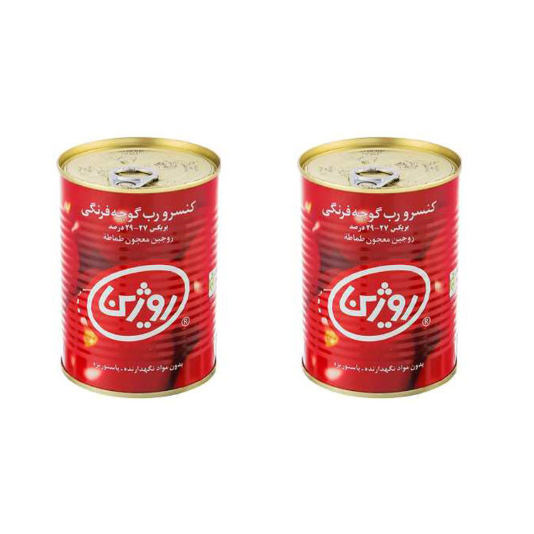 رب گوجه فرنگی روژین مقدار 400 گرم بسته 2 عددی