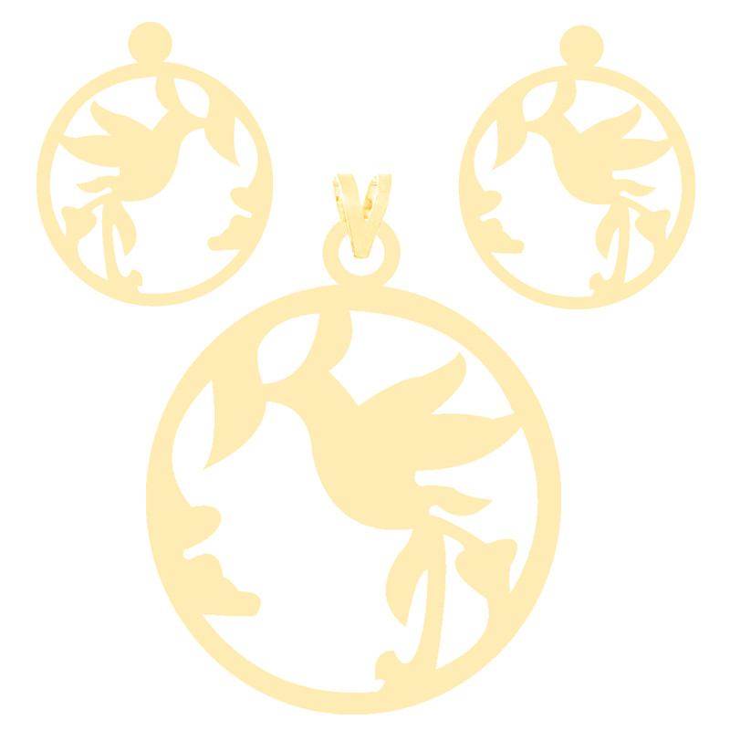 خرید و قیمت نیم ست طلا 18 عیار زنانه کرابو طرح پرنده و شاخه مدل Kr8078