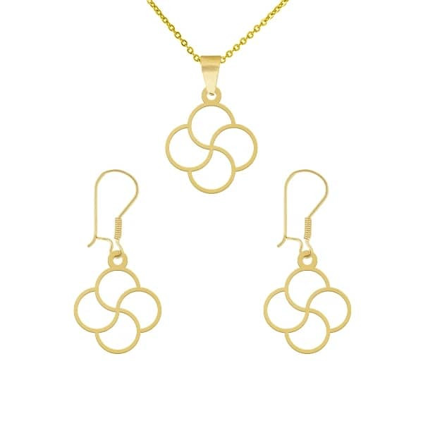 خرید و قیمت نیم ست طلا 18 عیار زنانه رضا گلد مدل هندسی