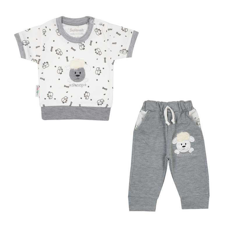 خرید و قیمت ست تی شرت آستین کوتاه و شلوار نوزادی سپیدپوش مدل بره کد 140311142