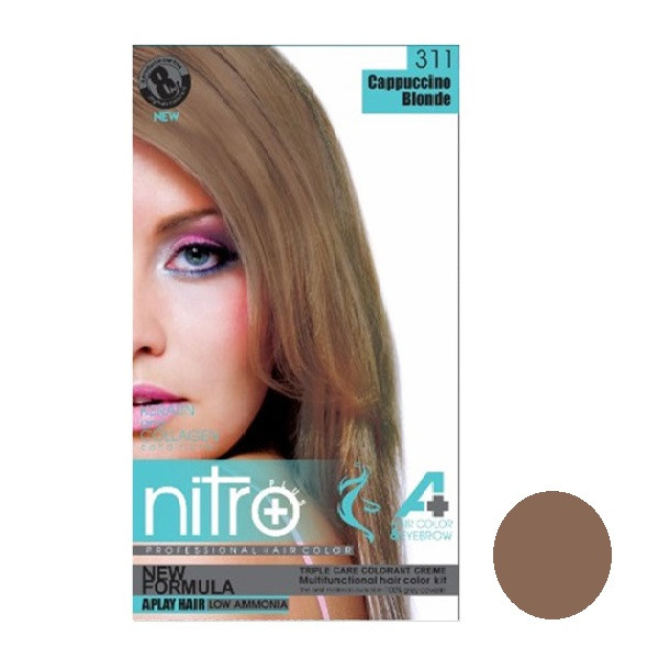 خرید و قیمت کیت رنگ مو و ابرو نیتروپلاس شماره 311 حجم 100 میلی لیتر رنگ بلوند کاپوچینو