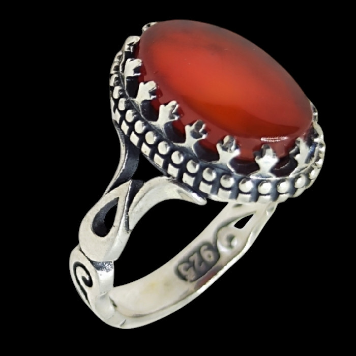 خرید و قیمت انگشتر نقره مردانه مدل سنگ عقیق یمانی رکاب دست ساز کد 74005