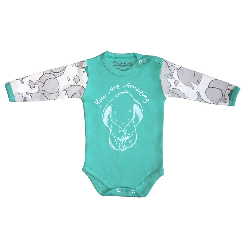 خرید و قیمت بادی نوزادی اچ اند ای طرح فیل کد 106