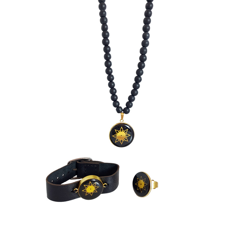 خرید و قیمت نیم ست زیورآلات دستساز مردانه طرح خورشید کد 6024