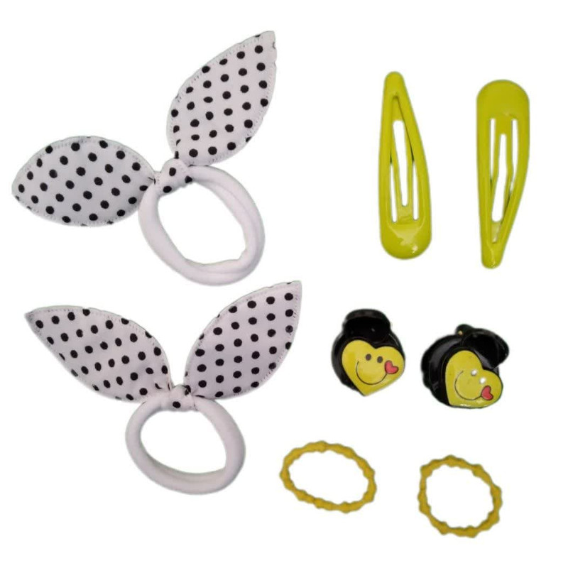 ست گیره و کش و کلیپس مو دخترانه مدل m0153 مجموعه 8 عددی