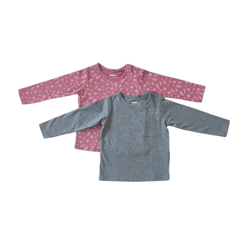 تی شرت آستین بلند دخترانه لوپیلو مدل A00 مجموعه 2 عددی