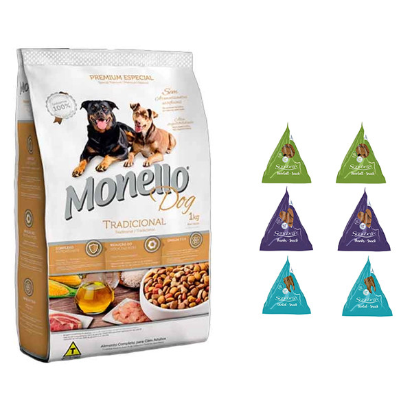 غذای خشک گربه مونلو مدل Dog Traditional وزن 15 کیلوگرم به همراه تشویقی گربه